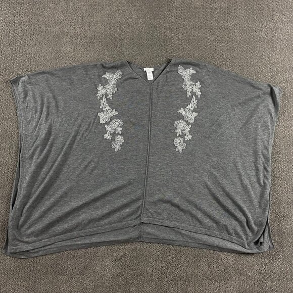 J. Jill Merino Wool Embroidered Floral Poncho Women's One Size Wrap Shawl Shrug - Picture 1 of 9